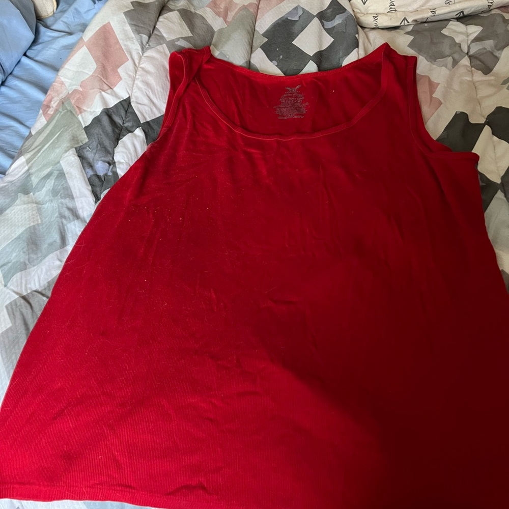 Faded Glory Red Tank Top with Relaxed Fit and Sleeveless Design
